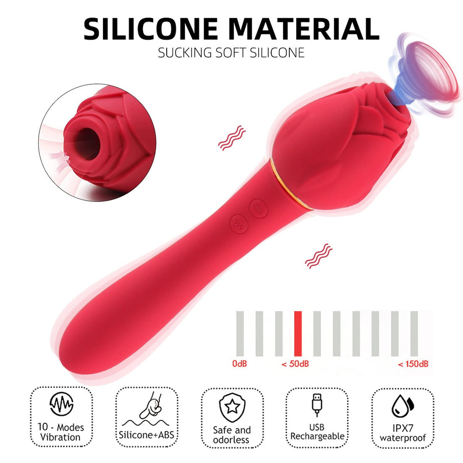 Female Handle Rose Silicone Vibrator