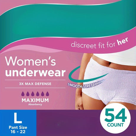 Women's Incontinence & Postpartum Underwear, L, Maximum Absorbency (36 Count)