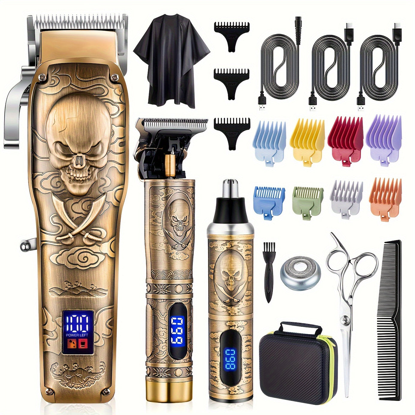 Premium Cordless Hair Clippers for Men - Advanced Grooming Kit with Rechargeable Trimmer, Beard Shaper, and Nose Hair Remover - Perfect Gift for Dads Birthday or Fathers Day