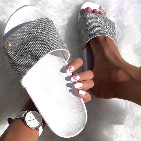 Slippers Flip Flops Summer Slides Women Shoes Crystal Diamond Bling Beach Slides Sandals Casual Shoes Slip On