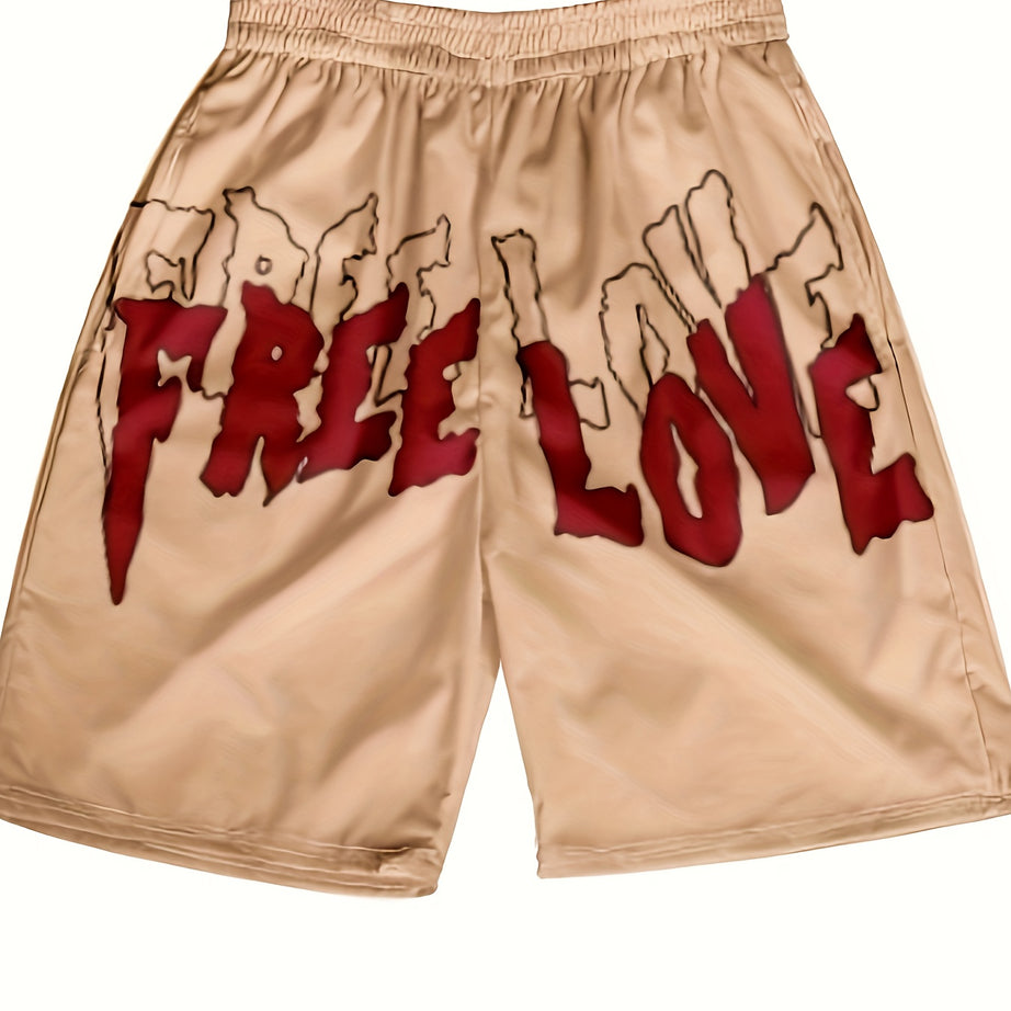 Men's Casual Shorts, "Free Love" Print