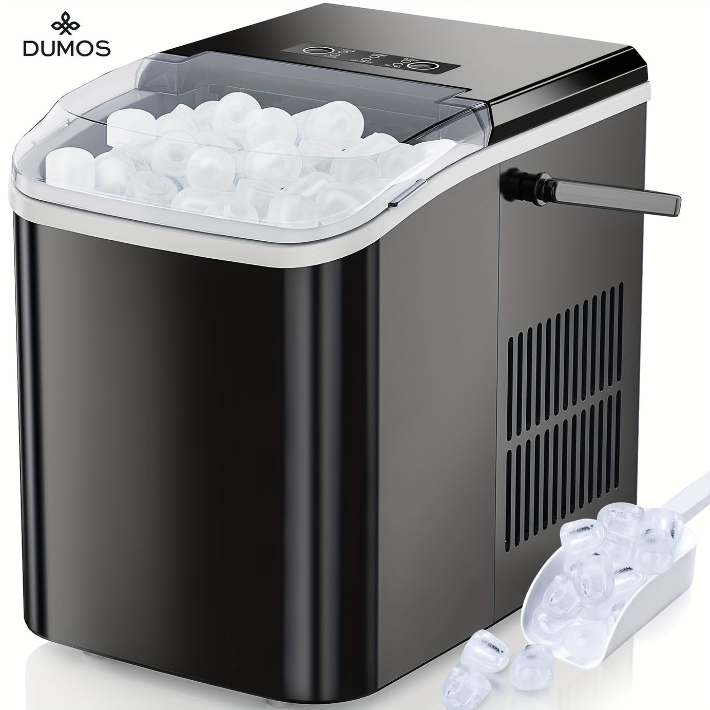 Ice Maker Countertop - Produces 9 Bullet Ice Cubes In 6 Minutes, 26 Pounds Of Ice In 24 Hours, Small Portable Self-cleaning Ice Maker Suitable For Homes, Kitchens, RVs, And Parties