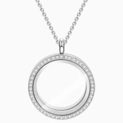 Circle With Crystal Locket Necklace