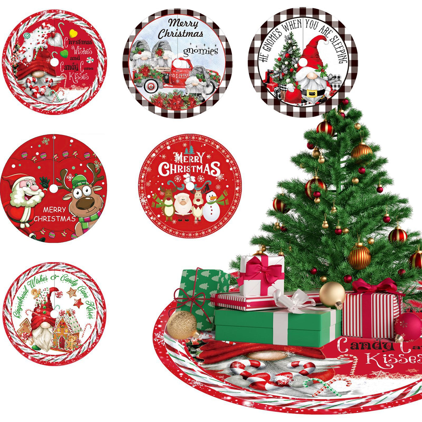 120CM Christmas tree skirt forest tree bottom dress up Christmas tree ornaments cartoon tree around