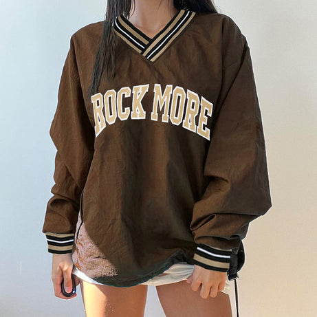 College Style V-neck Long Sleeve Sweater