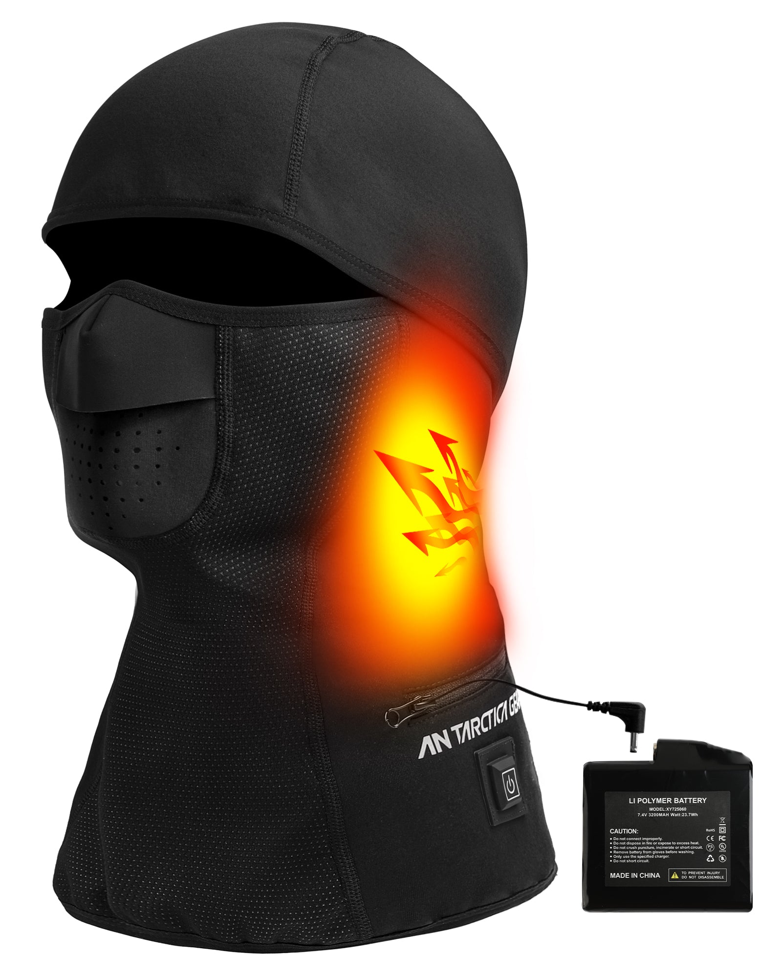 ANTARCTICA GEAR Heated Balaclava Face Ski Mask Windproof Warm Heating Hat For Motorcycle Riding Women Men