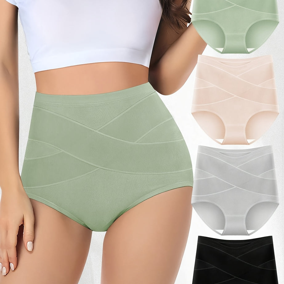 4 Pcs Womens High Waisted Postpartum Briefs - Seamless Comfort for New Moms - Soft, Stretchy Recovery Underwear