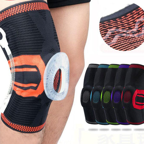 New 1 piece Patella Knee Protector Brace Elastic Silicone Spring Knee Pad Training Knitted Compression Knee Sleeve Support Sport