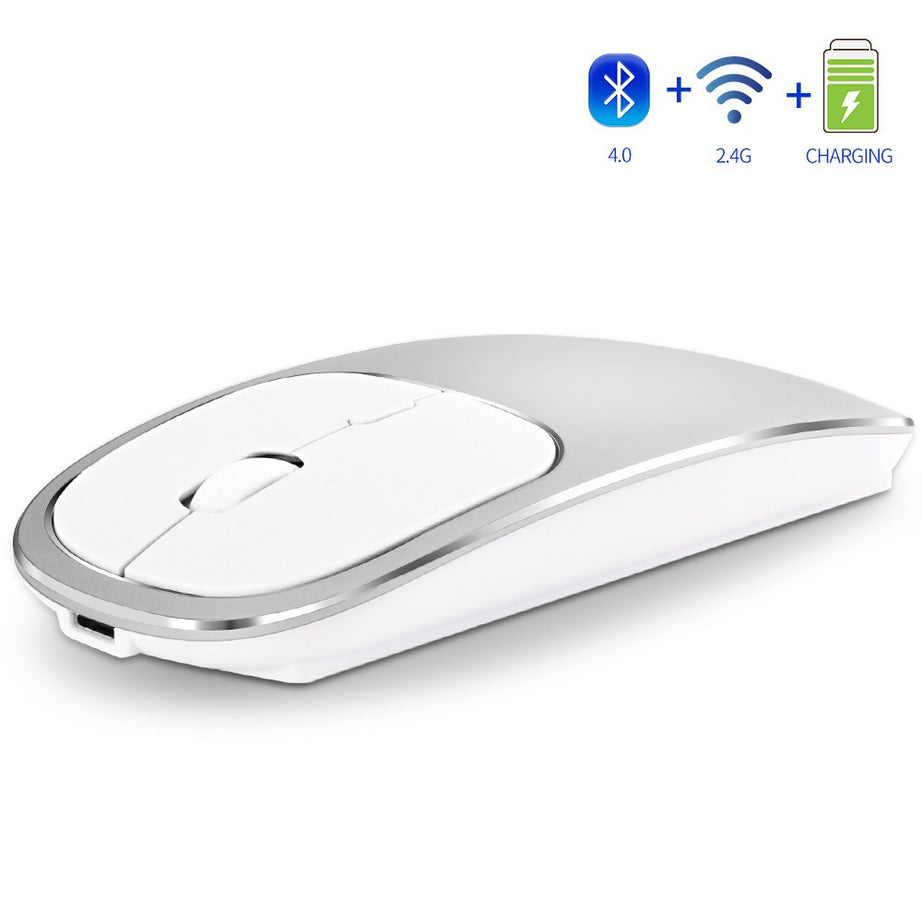 Aluminum alloy dual-mode wireless Bluetooth mouse rechargeable silent infinite computer accessories