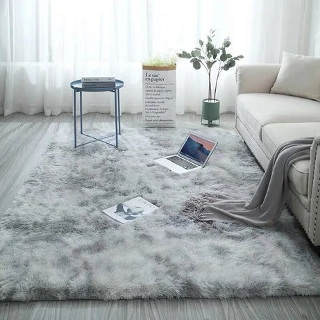 Grey Tie Dyeing Plush Soft Carpets For Living Room/Bedroom