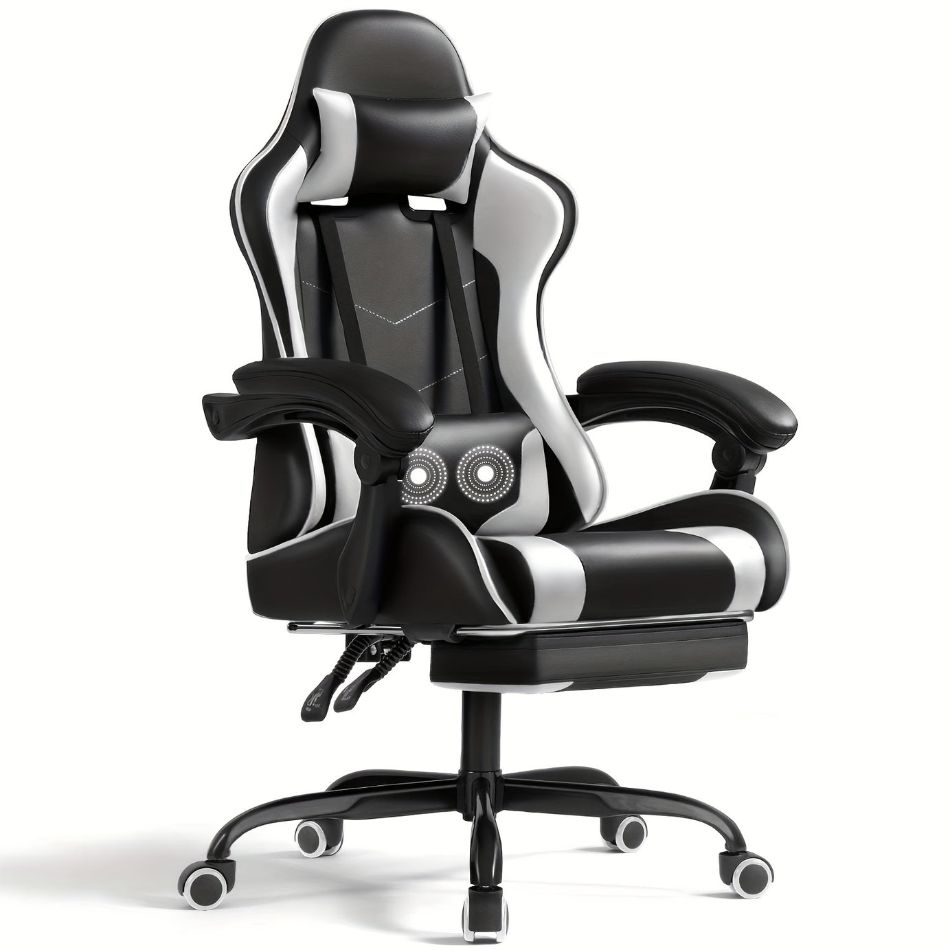 Homall PU leather gaming chair with massage and foot support