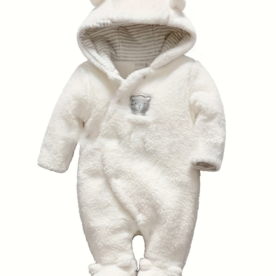 Newborn Baby Romper Winter Bear Style Hooded Plush Jumpsuit Cosplay Clothes