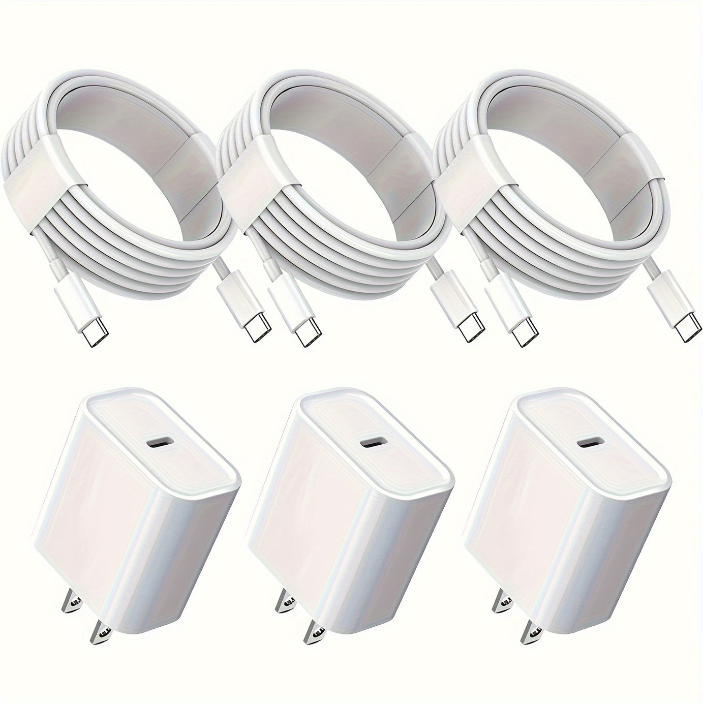 3 Sets 20W Fast Chargers For IPhone 15 And IPad - Compact Travel USB-C Adapter With 3.3ft Cable And US Plug