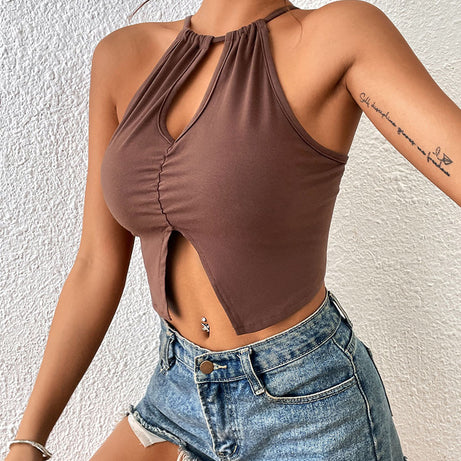 Hot Girl Top Tight Halter Spaghetti Straps Vest