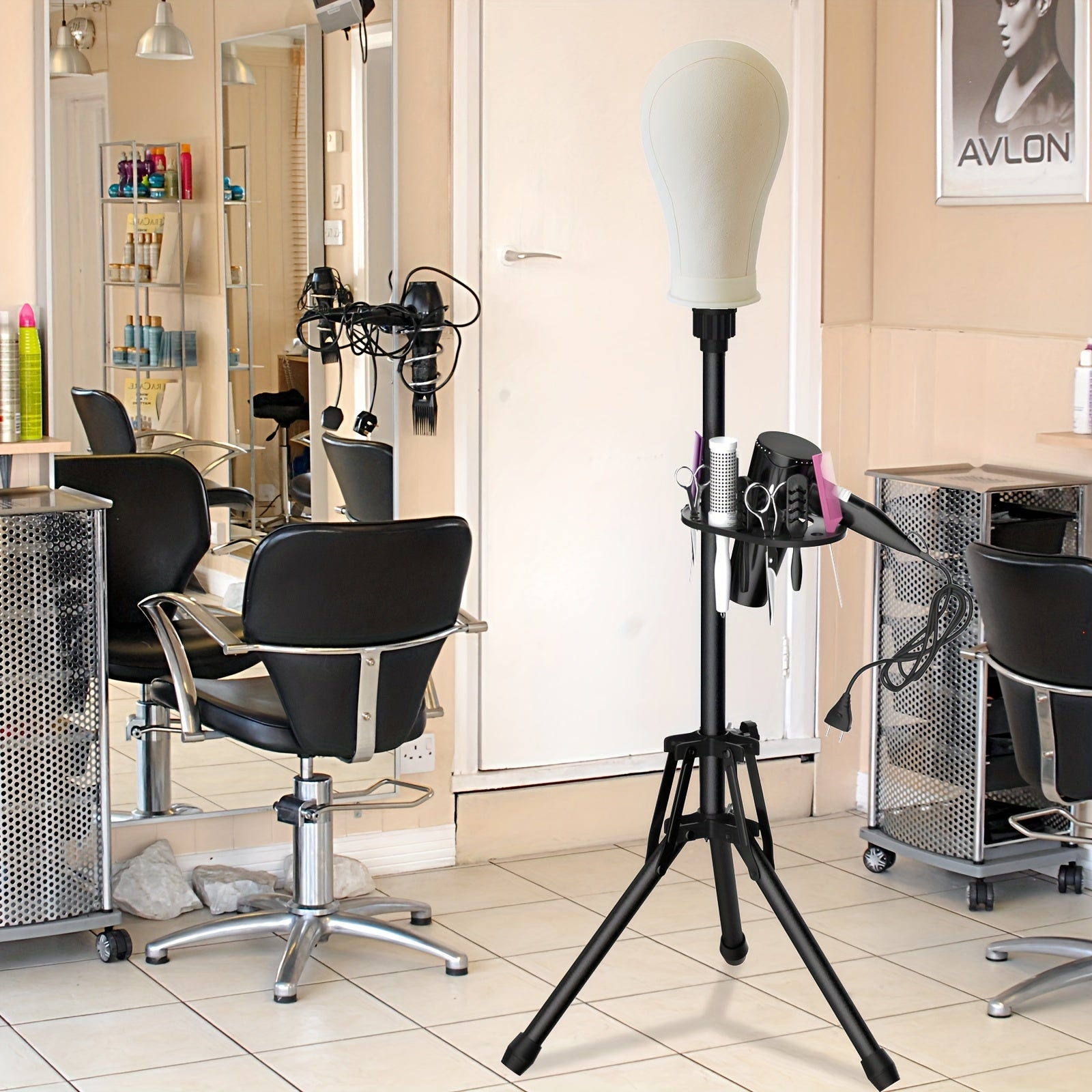 Wig Head Stand Adjustable Height - Upgrade Wig Tripod Stand With Reinforced Tool Tray, Foldable Mannequin Head Stand For Beauty And Hairdressing Styling Training