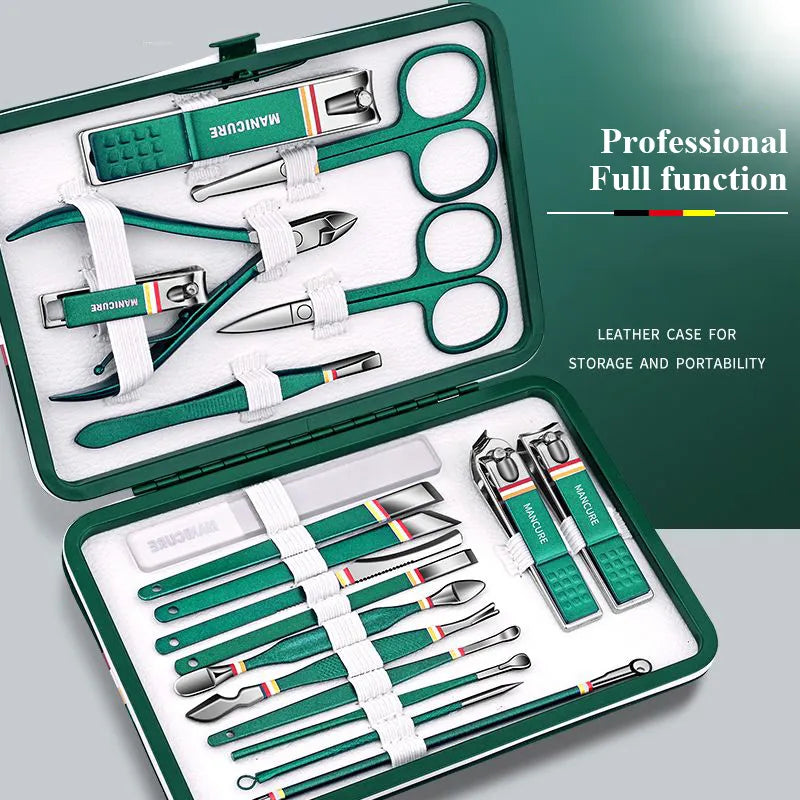 Green 9-19 Pcs Manicure Set With Ideal Packaging